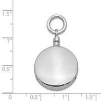 Sterling Silver Rhodium-plated Polished Round Screw Top Ash Holder Pendant view 4