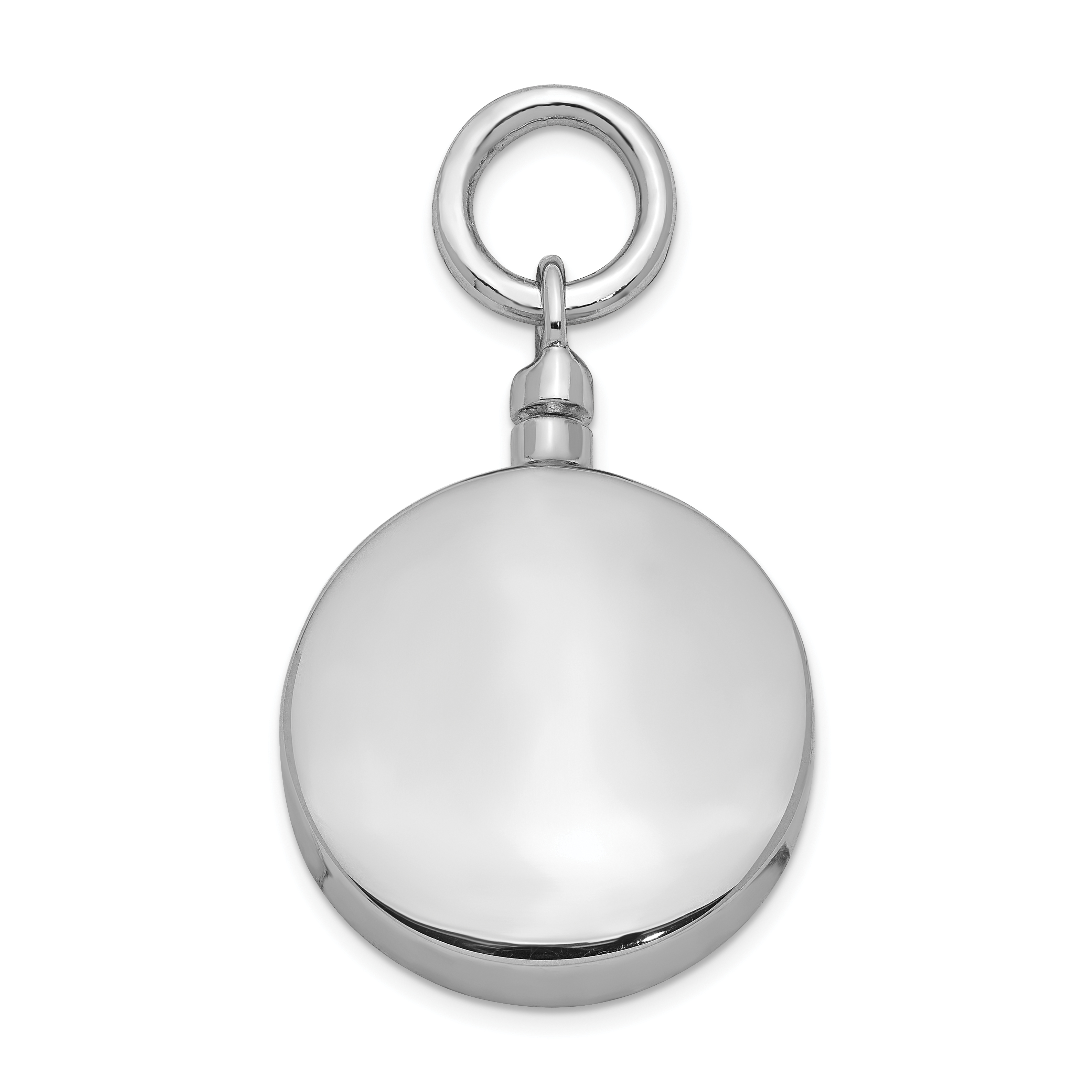 Sterling Silver Rhodium-plated Polished Round Ash Holder Pendant (QC8402)