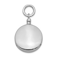 Sterling Silver Rhodium-plated Polished Round Screw Top Ash Holder Pendant view 1