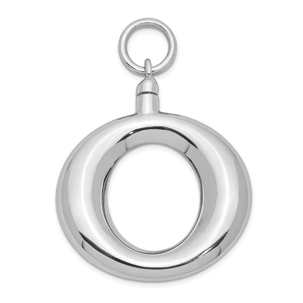 Sterling Silver Rhodium-plated Polished Round Ash Holder Pendant