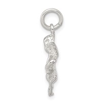 Sterling Silver Polished & Textured Angel Love Pendant view 2