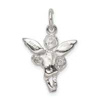 Sterling Silver Polished & Textured Angel Love Pendant view 4