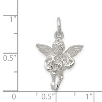 Sterling Silver Polished & Textured Angel Love Pendant view 3