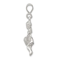 Sterling Silver Polished & Textured Flying Angel Pendant with Heart view 2