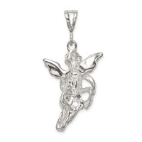 Sterling Silver Polished & Textured Flying Angel Pendant with Heart view 4