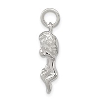 Sterling Silver Polished Full Angel Figure 3-D Pendant view 2