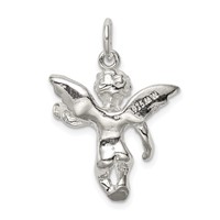 Sterling Silver Polished Full Angel Figure 3-D Pendant view 4