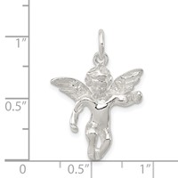 Sterling Silver Polished Full Angel Figure 3-D Pendant view 3