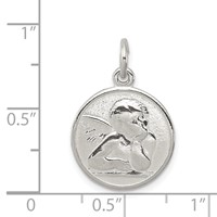 Sterling Silver Polished & Textured Small Raphael Angel Pendant view 4