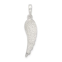 Sterling Silver Polished and Textured Angel Wing Pendant view 4