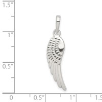 Sterling Silver Polished and Textured Angel Wing Pendant view 3