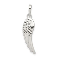 Sterling Silver Polished and Textured Angel Wing Pendant view 1