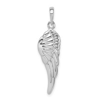 Sterling Silver Rhodium-plated Polished Textured Angel Wing Pendant view 1