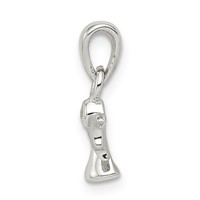 Sterling Silver Rhodium-plated Polished Satin CZ Angel Pendant view 2