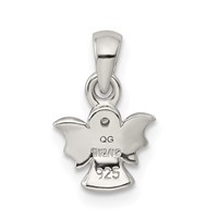 Sterling Silver Rhodium-plated Polished Satin CZ Angel Pendant view 4