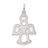 Sterling Silver Polished Angel Charm with Heart view 4
