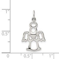Sterling Silver Polished Angel Charm with Heart view 3