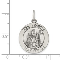 Sterling Silver Antiqued and Brushed Pope Francis Medal view 3