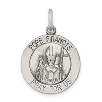Sterling Silver Antiqued and Brushed Pope Francis Medal view 1