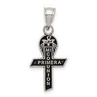 Sterling Silver Antiqued Mi Primera Communion Mini Ribbon Pendant view 1