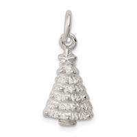 Sterling Silver Polished Christmas Tree Charm view 1