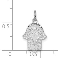 Sterling Silver Platinum-plated Polished Chamseh Hamsa Pendant view 3