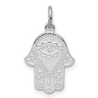 Sterling Silver Platinum-plated Polished Chamseh Hamsa Pendant view 1