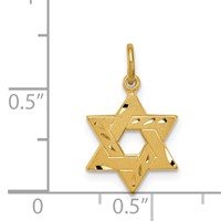 Sterling Silver Gold-tone Engraved Small Jewish Star Pendant view 3