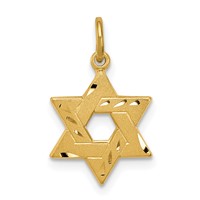 Sterling Silver Gold-tone Engraved Small Jewish Star Pendant view 1