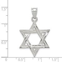 Sterling Silver Polished Star of David Pendant view 3