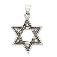 Sterling Silver Antiqued Star of David Pendant view 4