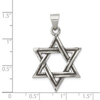 Sterling Silver Antiqued Star of David Pendant view 3