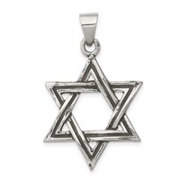 Sterling Silver Antiqued Star of David Pendant view 1