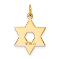 Sterling Silver Gold-tone Engraved Jewish Star Pendant view 4