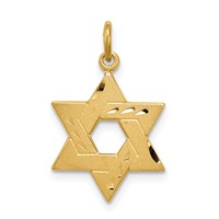 Sterling Silver Gold-tone Engraved Jewish Star Pendant view 1