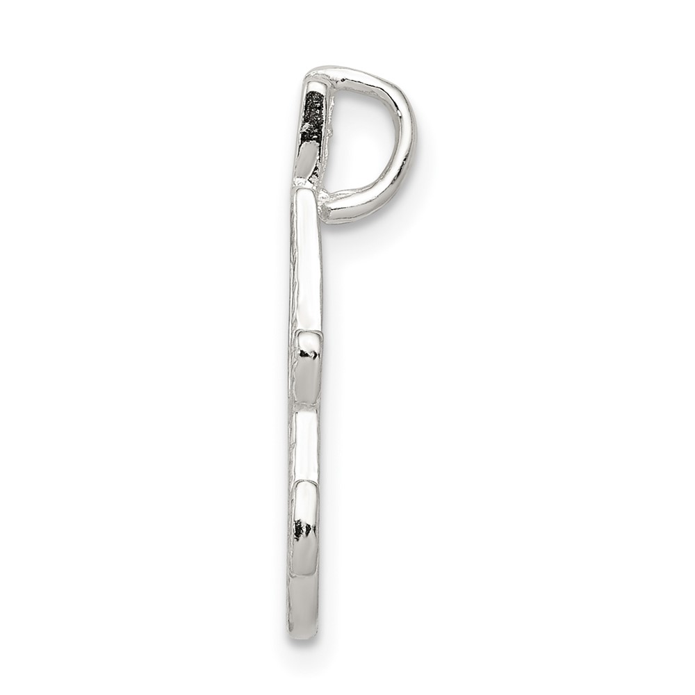 Sterling Silver Polished & Textured Letter A Initial Chain Slide (QC8459A)