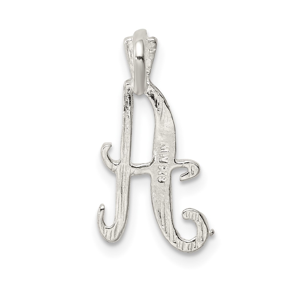 Sterling Silver Polished & Textured Letter A Initial Chain Slide (QC8459A)