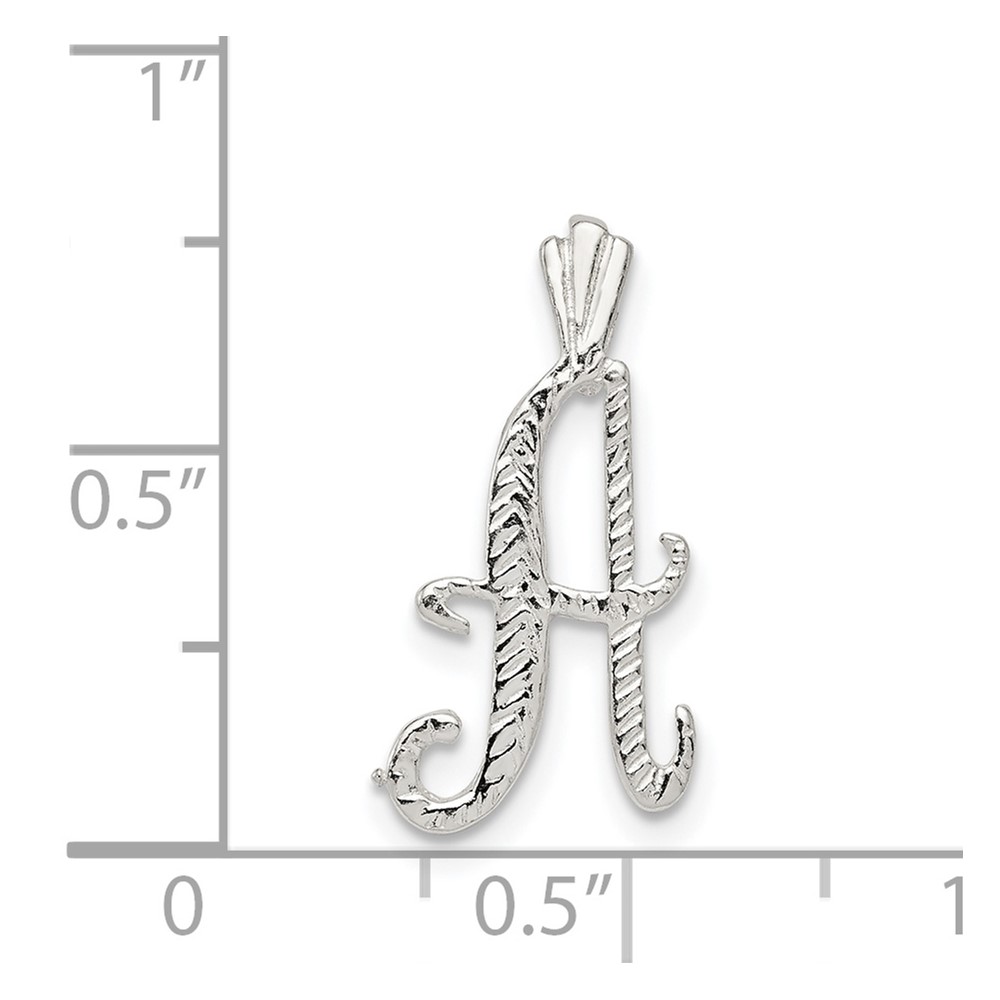 Sterling Silver Polished & Textured Letter A Initial Chain Slide (QC8459A)