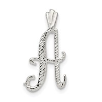 Sterling Silver Polished & Textured Letter a Initial Chain Slide view 1