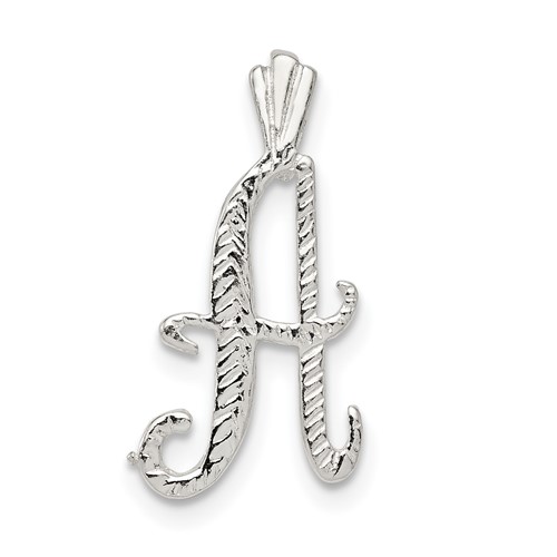 Sterling Silver Polished & Textured Letter a Initial Chain Slide
