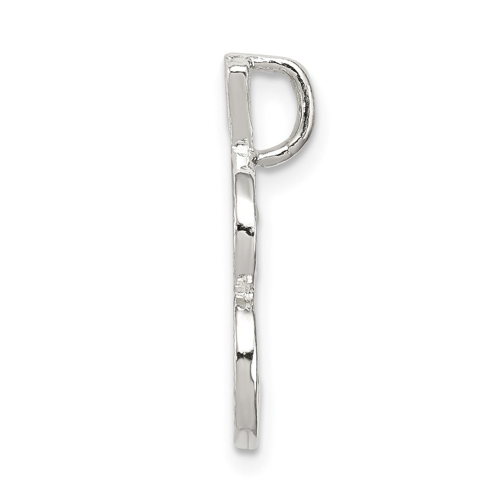 Sterling Silver Polished & Textured Letter B Initial Chain Slide (QC8459B)