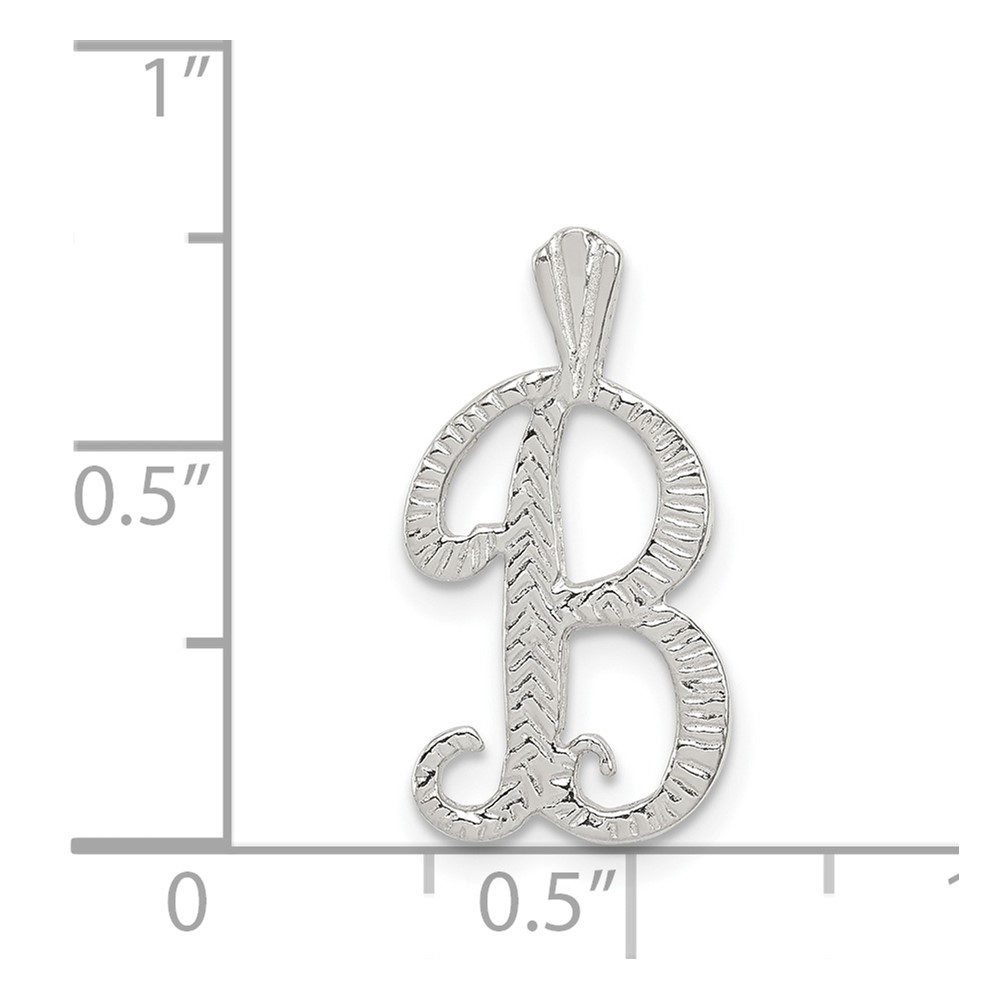 Sterling Silver Polished & Textured Letter B Initial Chain Slide (QC8459B)