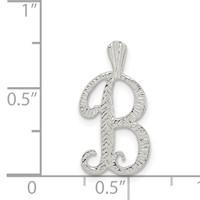Sterling Silver Polished & Textured Letter B Initial Chain Slide view 3