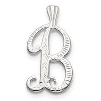 Sterling Silver Polished & Textured Letter B Initial Chain Slide view 1