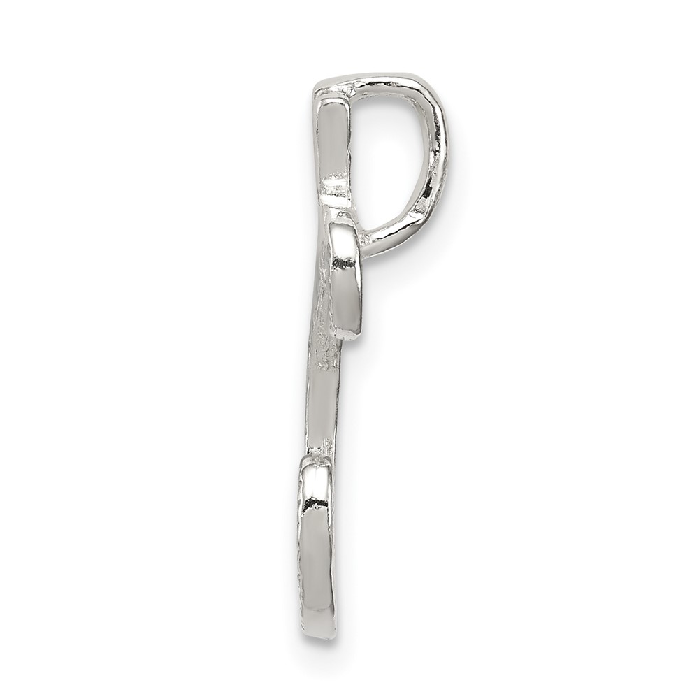 Sterling Silver Polished & Textured Letter C Initial Chain Slide (QC8459C)