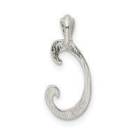 Sterling Silver Polished & Textured Letter C Initial Chain Slide view 4