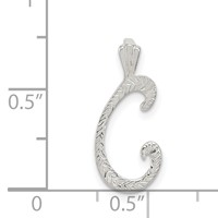 Sterling Silver Polished & Textured Letter C Initial Chain Slide view 3