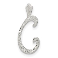 Sterling Silver Polished & Textured Letter C Initial Chain Slide view 1