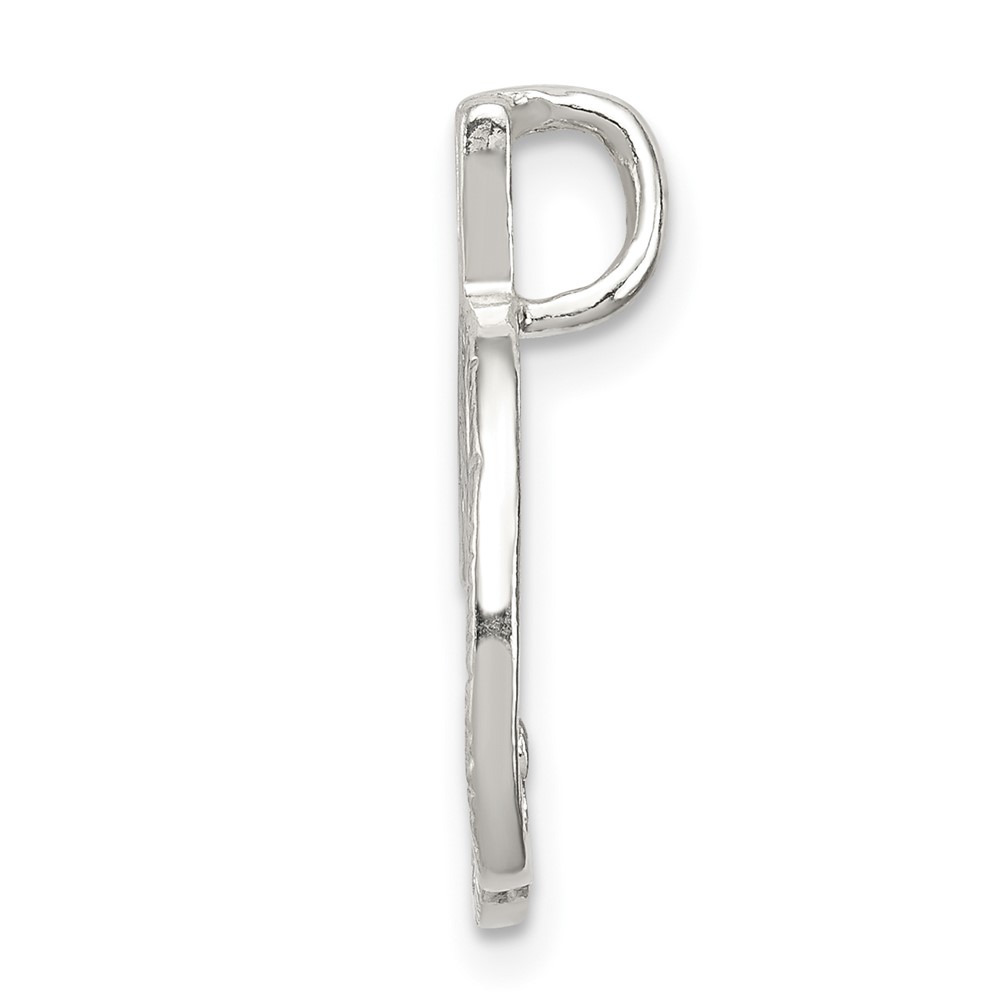 Sterling Silver Polished & Textured Letter D Initial Chain Slide (QC8459D)