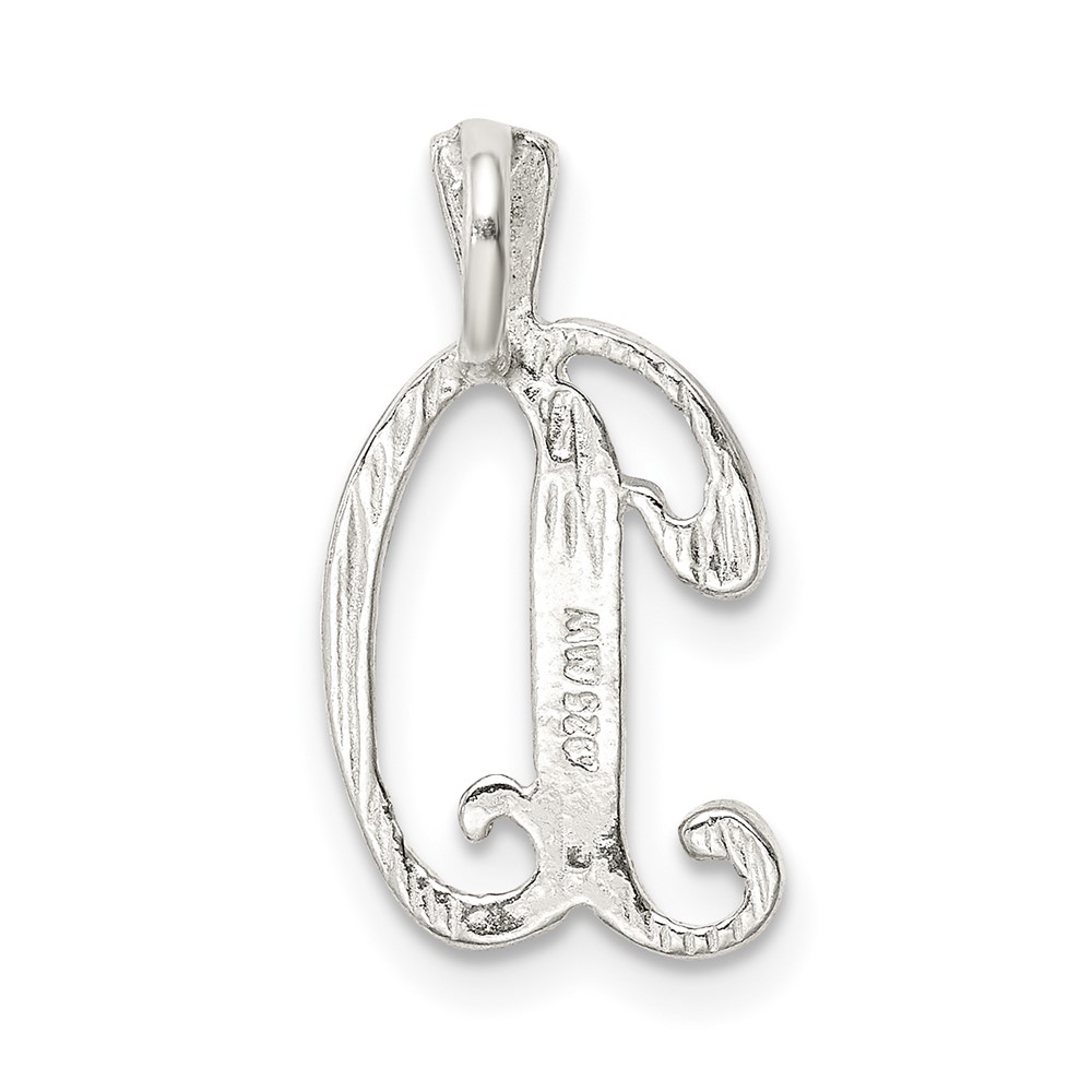 Sterling Silver Polished & Textured Letter D Initial Chain Slide (QC8459D)